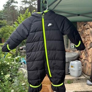 Nike Infant Snowsuit in Black and Neon Green